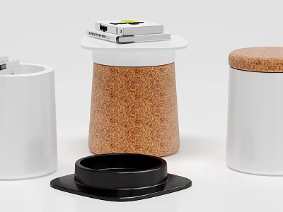 Modern Decorative Side Table With Cork Body White Top And Small Black Tray 3d model