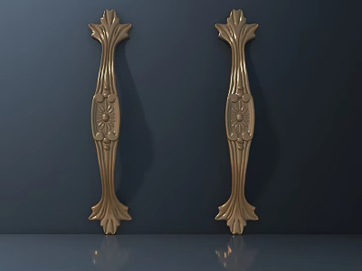 Elegant Golden Carved Handles With Intricate Floral Patterns And Classic Design 3d model