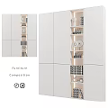 Modern Furniture Composition With Wooden Metal Shelves Glass Doors And Decorations