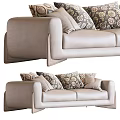 Light Beige Fabric Two Seater Sofa With Decorative Patterned Pillows Modern Style 3d model