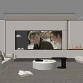 Modern Living Room Interior Design With Wall Mounted TV Sofa And Fireplace