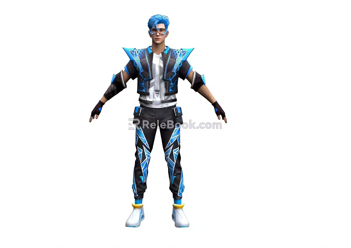 Cartoon Character Cyberpunk Cartoon Man Handsome Game Character Game Man Boy 3d model