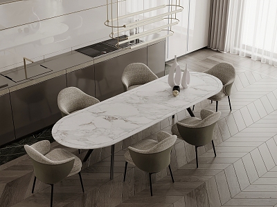 Modern Dining Table and Chair 3d model