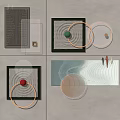 Modern Geometric Wall Decor With Circular Elements Curved Lines And Lighting Effects 3d model