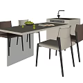 Modern Dining Table and Chair Combination Simple Dining Table and Chair Island Table Dining Table and Chair Leather Dining Chair Acrylic Dining Table Dining Table Decoration Fruit Sink 3d model