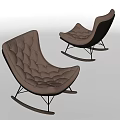 Pair of Modern Leisure Rocking Chairs with Diamond Stitching Streamlined Design and Black Metal Frame