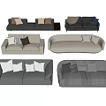 Modern Sofa Set Collection In Neutral Tones With Decorative Accent Pillows 3d model