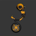 Robot Character And Mechanical Creature 3D Model With Single Wheel Yellow Black Design Features 3d model
