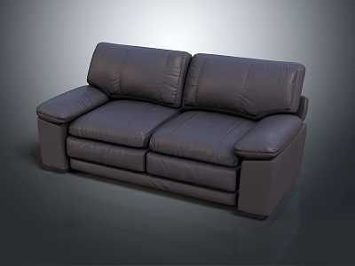 People Enjoying Comfortable Dark Gray Leather Two Seater Modern Sofa In Room 3d model