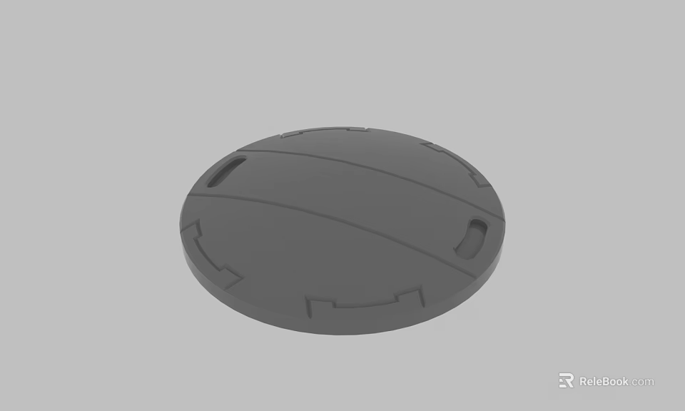 Gray Circular Device Surface With Lines And Holes 3D Model Design 3d model 