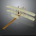 Detailed Vintage Biplane Model with Orange Support Structure and Runway 3d model