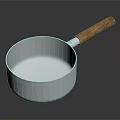 Silver Hammered Cooking Pan With Wooden Handle For Kitchen Use