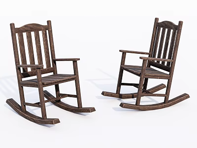 Traditional Wooden Rocking Chairs with Armrests Classic Design for Home Relaxation 3d model