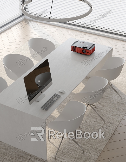 Modern office desk and chair combination model