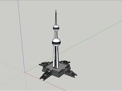 Modern Observation Tower With Spherical Structure Slender Body And Octagonal Base 3d model