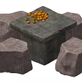 Stone table and chair combination 3d model