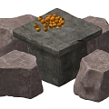 Stone table and chair combination 3d model