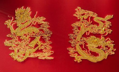 Chinese dragon wall pendant combination 3d model