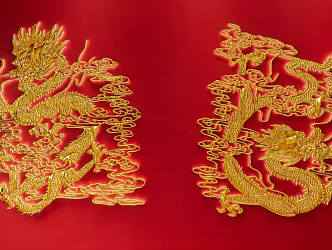 Chinese dragon wall pendant combination 3d model