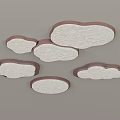 Cloud Shaped Lighting Combination With Brown Frame And Cream Textured Panels 3d model