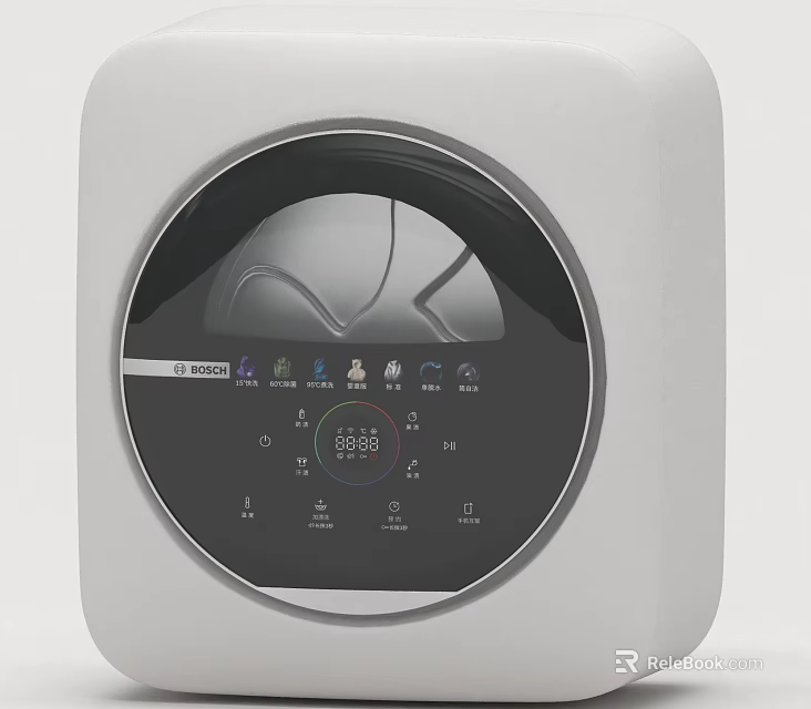 Modern Smart Washing Machine With Digital Control Panel And Display Features 3d model 