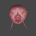 Red Multi Legged Sci Fi Mechanical Creature Character With Round White Dots