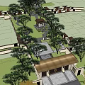 New Chinese style gate entrance gate tower axis landscape 3d model