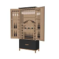 Elegant Modern Wine Cabinet With Wooden Shelves Wine Racks And Glass Storage
