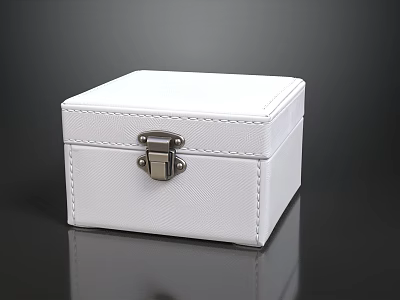 Toy Gift Shop White Square Box With Metal Lock And Stitching Details 3d model