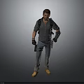 3D Male Character Wearing Gray Hoodie Backpack Tools Jeans and Yellow Boots as Bio Figure