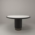 Modern Round Dining Table With White Tabletop And Fluted Black Base 3d model
