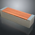 Modern Public Bench With Wooden Slatted Seat And Concrete Base For Outdoor Public Spaces