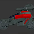 Futuristic Sci Fi Motorcycle 3D Model With Red Gray Design And Cannon
