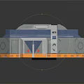 Futuristic Sci Fi Modular Structure With Gray Blue Exterior White Stripes And Platform Base