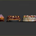 Assorted Desserts Display Featuring Decorated Cakes Pie and Cupcakes with Fruits Cream and Frosting
