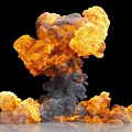 Intense Fiery Explosion With Bright Orange Flames And Gray Smoke Clouds