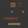 Wooden Furniture Set Featuring Benches Tables And Chairs With Woven Seat Details