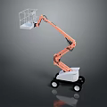Orange Telescopic Boom Lift With Work Basket And Mobile Wheels For Aerial Work Operations