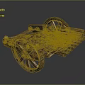 Ancient Historical Wooden Cannon Cart With Large Wheels And Multiple Barrels