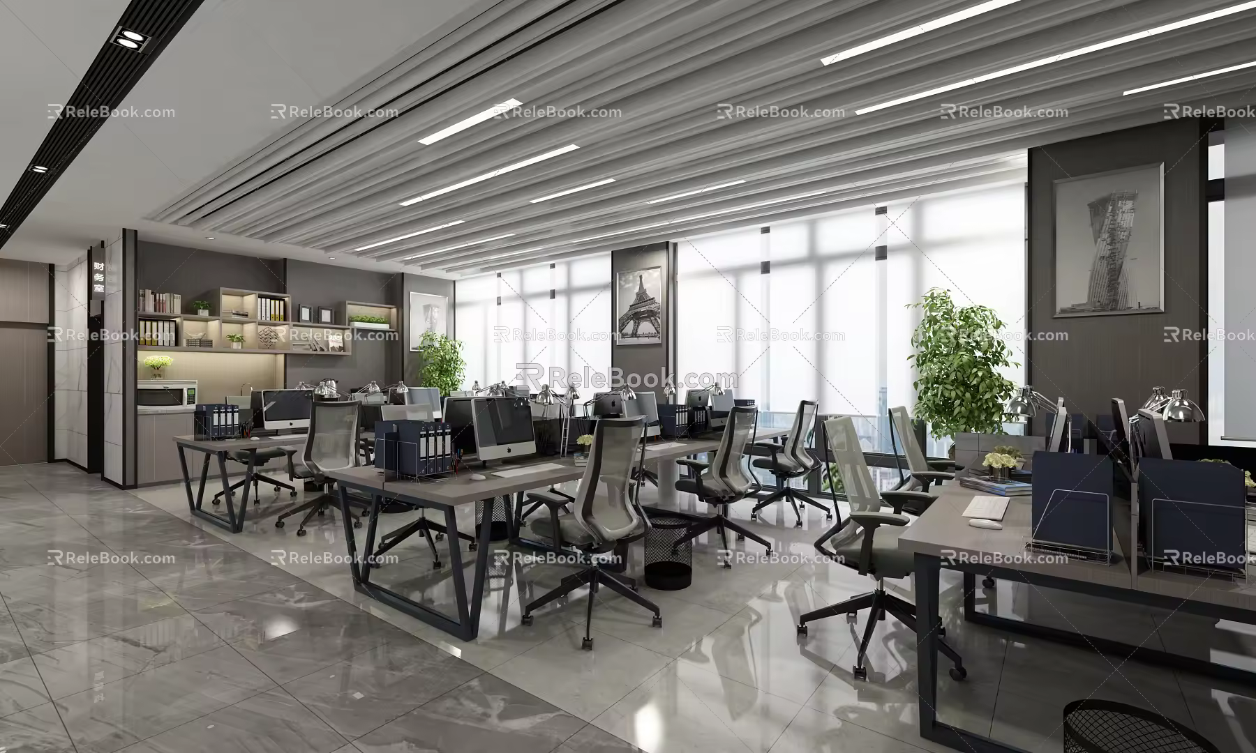 Modern public office area Comprehensive office building Public office area 3d model