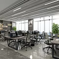 Modern public office area Comprehensive office building Public office area 3d model