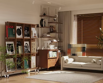 Middle Ancient Retro Home Living Room Home Living Room Bookcase Bucket Bookshelf Leisure Sofa 3d model