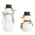 Cute Snowmen Decorations With Black Hats Blue And Orange Scarves And Branch Arms