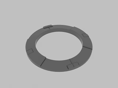 Gray Circular Mechanical Ring Component With Geometric Notches And Smooth Surface 3d model