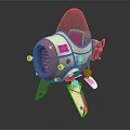 Cute 3D Robot Aircraft Model With Transparent Cockpit Cream White Body And Blue Star Accents