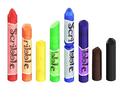 Colorful Crayons As Essential Art Supplies For Creative Drawing Activities 3d model