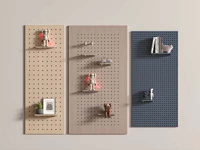Modern wall decoration pendant hole board square wood 3d model
