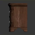 Ornate Vintage Brown Wooden Nightstand With Two Drawers And Carved Details