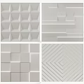 White 3D Background Wall With Various Geometric Patterns And Textured Designs 3d model