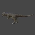 Realistic Standing Tyrannosaurus Rex Dinosaur Model With Open Mouth Dark Background